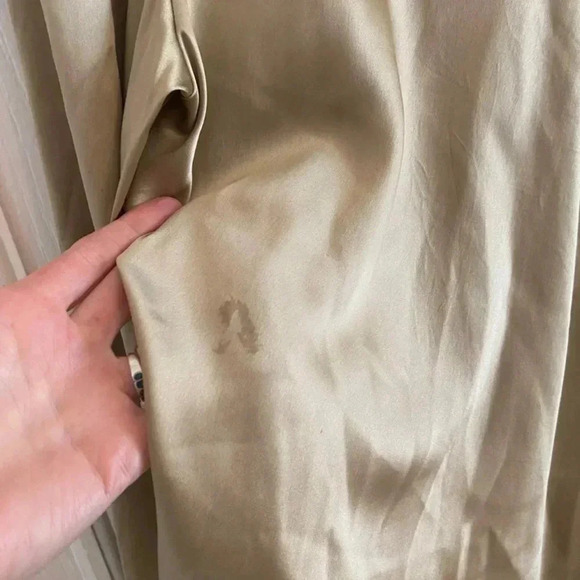 ZANELLA Vintage Silk Blend High Collar Long Sleeve Gold Blouse - Picture 5 of 7